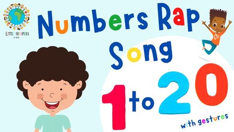 1 To 20 Numbers, Rhymes For Kindergarten, Number Songs Preschool, Counting Rhymes, Number Song, Math Songs, Counting Songs, Esl Kids, Kindergarten Songs