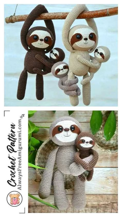 Amigurumi Sloth, Sloth Crochet, Baby Amigurumi, Crochet Sloth, Crochet Eyes, Crochet Animals Free Patterns, Crochet Amigurumi Free, Haken Baby, Crochet Animal Patterns