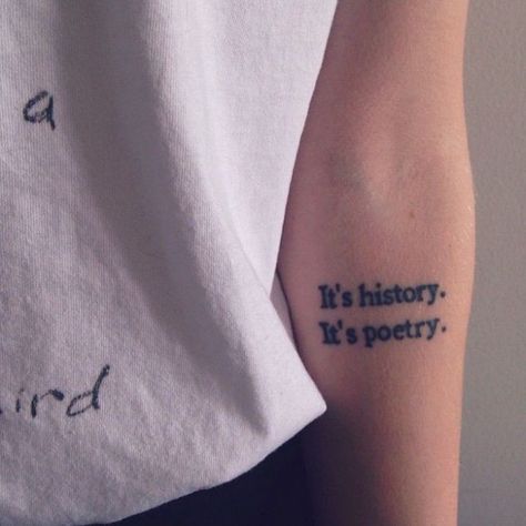 11 Gorgeous Literary Tattoos for Book Lovers via Brit + Co Poet Tattoo, Tattoos For Book Lovers, Poetry Tattoo, Literary Tattoo, Science Tattoos, History Tattoos, Literary Tattoos, Ankle Tattoo Small, Triangle Tattoos