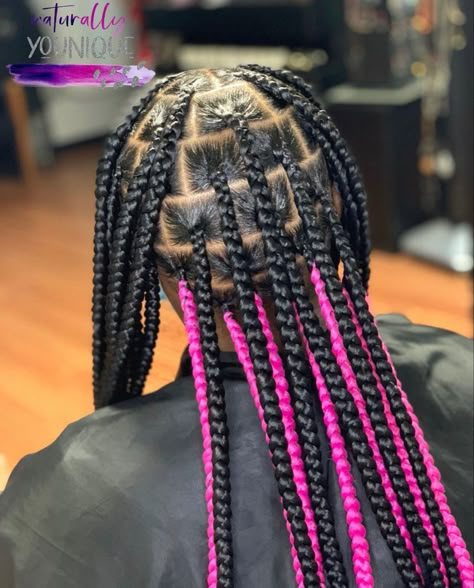 Pink And Black Hair, Girl Hair Colors, Black Hair Clips, Big Box Braids Hairstyles, Hairstyles For Girls, Cute Braided Hairstyles, Braids Hairstyles Pictures, Cute Box Braids Hairstyles, Protective Hairstyles Braids