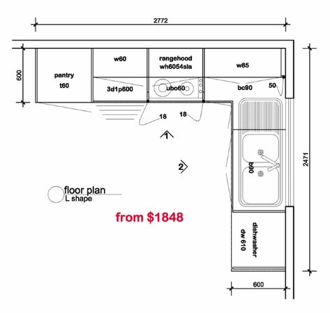 L Shaped Kitchen Floor Plans Small Kitchen Floor Plans, L Shape Kitchen Layout, L Shape Kitchen, Small Kitchen Plans, L Shaped Kitchen Designs, Floor Plan With Dimensions, Kitchen Floor Plan, Corner Kitchen, Outdoor Kitchen Plans