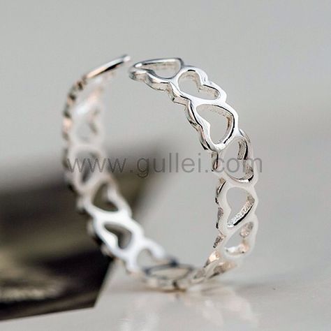 Open Rings, Hollow Heart, Silver Jewelry Rings, Cute Rings, Girly Jewelry, Open Ring, Pretty Jewellery, Ring Handmade, Cute Jewelry