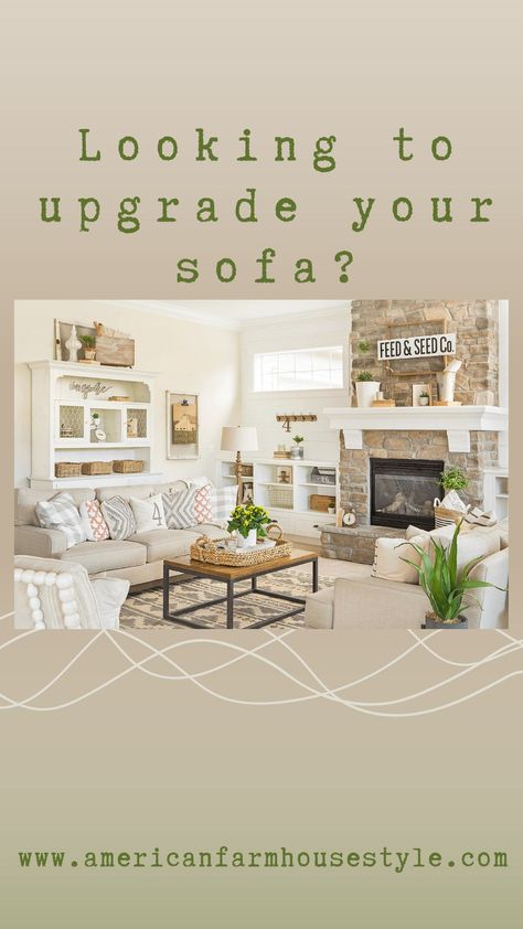 Are you looking to upgrade your living room with a cozy farmhouse couch? Check out our top 10 picks for farmhouse-style sofas and loveseats by clicking the link below ☺️ https://americanfarmhousestyle.com/10-farmhouse-fresh-sofas/ #FarmhouseStyle #ComfyCouch Classic Sofa Living Room, Farmhouse Couch, Farmhouse Sofa, Brick Accent Wall, Cozy Up Your Home, American Farmhouse Style, Farmhouse Fresh, Rustic Sofa, Tufted Loveseat