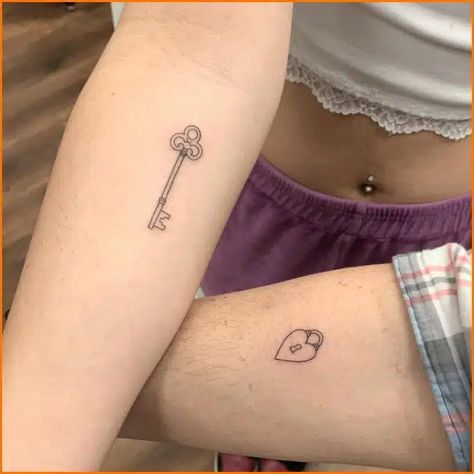 100+ Best Lock and Key Tattoos: Unlocking the Secrets Behind This Popular Tattoo Design Small Lock Tattoo, Key Tattoo Simple, Lock And Key Small Tattoo, Lock And Key Tattoo Minimalist, Lockette Tattoo, Matching Tattoos Couples Lock And Key, Matching Tattoos Lock And Key, Key And Lock Tattoo, Lock And Key Couple Tattoo