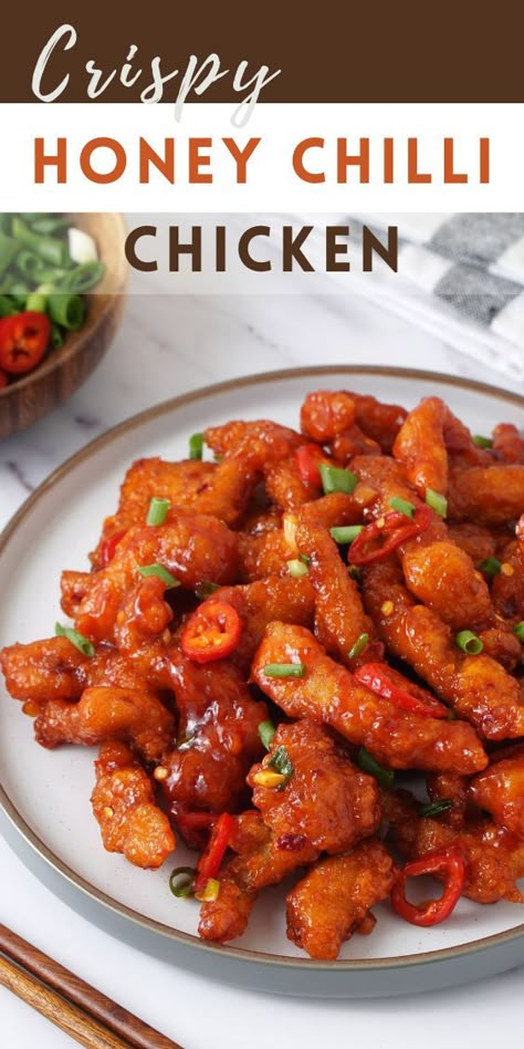 Honey Garlic Chilli Chicken, Asian Chilli Chicken, Chinese Honey Pepper Chicken, Crispy Chilli Chicken Chinese, Chicken Dinner Recipes For Family Main Dishes, Honey Chilli Sauce Recipe, Thai Honey Chicken, Chilli Fried Chicken, Chili Chicken Recipe Chinese