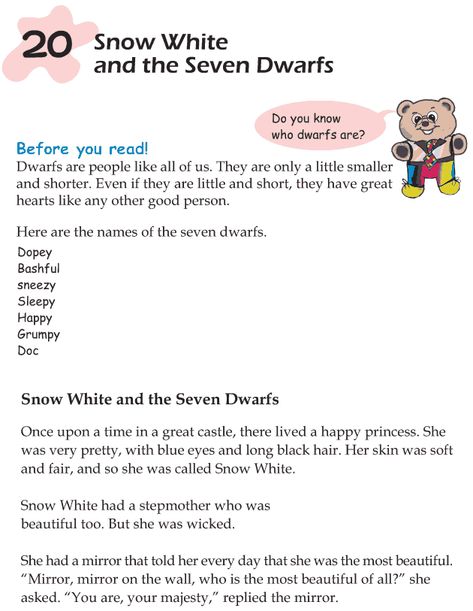 Grade 1 Reading Lesson 20 Fairy Tales – Snow White And The Seven Dwarfs Reading For Grade 1, English Reading Comprehension, Johnny Appleseed Day, Grade 1 Reading, Reading Comprehension Lessons, Johnny Appleseed, 7 Dwarfs, English Story, Reading Literature