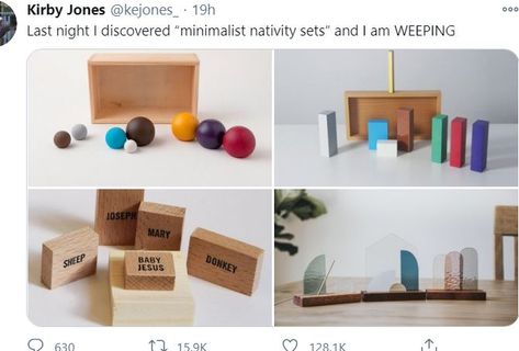 Minimalist Nativity Set, Minimalist Nativity Scene, Minimalist Nativity, Simple Nativity, Wooden Nativity Sets, Nerd Memes, Wooden Nativity, Baby Donkey, Nativity Scenes