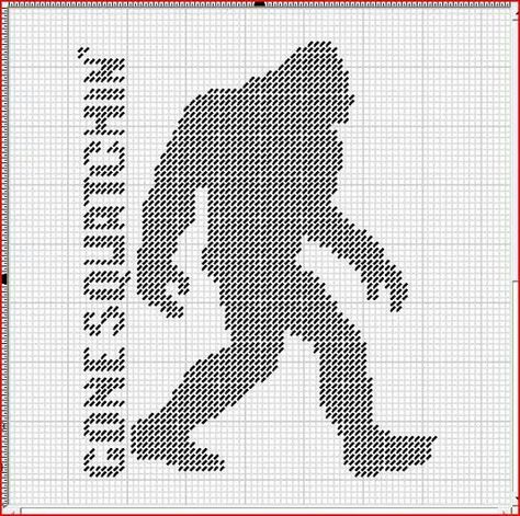 Plastic Canvas Hunting Patterns, Sasquatch Cross Stitch Pattern, Bigfoot Cross Stitch Pattern, Sasquatch Cross Stitch, Bigfoot Cross Stitch, Pc Pictures, Pixel Macrame, Weaving Videos, Crochet Graph