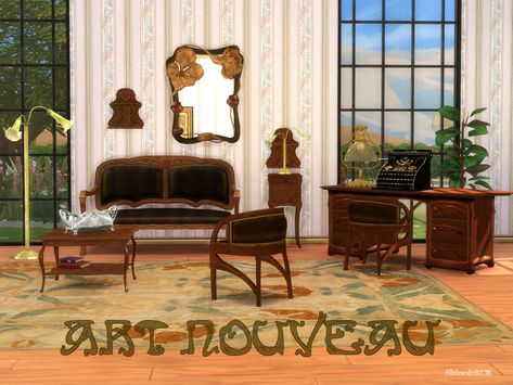 ShinoKCR's Art Nouveau Sample Steampunk Bedroom, Steampunk Kitchen, Living Room Sims 4, Sims 4 Decades Challenge, Sims 4 Update, Sims 4 Cc Furniture, Sims 4 Houses, Electronic Art, Sims 4 Custom Content