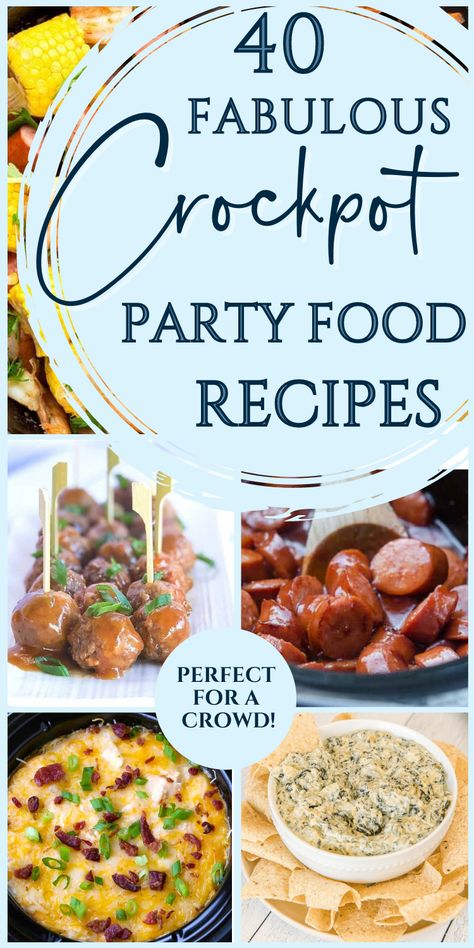 Slow Cooker Party Recipes, Slow Cooker Party Food, Crockpot Party, Crockpot Potluck, Crockpot Party Food, Party Food Recipes, Slow Cooker Appetizers, Crockpot Appetizers, Easy Party Food