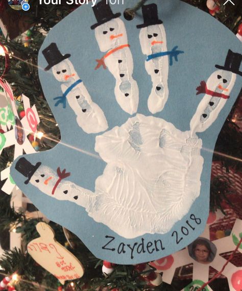 Hand Print Snowman, Snowman Handprint Ornament, Snowman Crafts Preschool, Winter Crafts For Toddlers, Walking Support, Winter Crafts Preschool, January Crafts, Handprint Ornaments, December Crafts