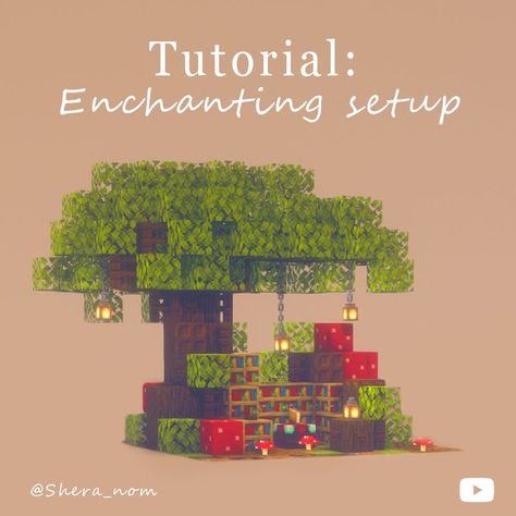 Hey :) I made a cute enchanitng setup in Dark forest theme for your world :3 Watch a full tutorial on my channel! Minecraft Enchantments, Enchanting Room, Minecraft World, Bangunan Minecraft, Minecraft Farm, Minecraft Banners, Minecraft Cottage, Diy Minecraft, Cool Minecraft Creations