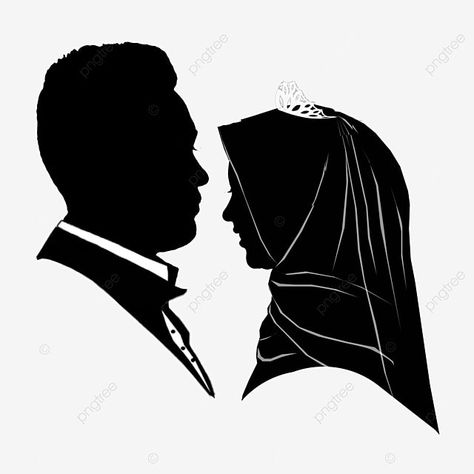 Halal Couple, Wedding Cartoon, Hantaran Pernikahan, Bride Silhouette, Wedding Png, Dance Silhouette, Groom And Bride, Picture Gallery Wall, Silhouette Pictures