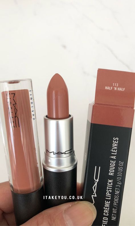 spice lipglass vs half'n half mac lipstick, mac lipstick, spice lipglass Storybook Cosmetics, Mac Lipstick Shades, Lipstick For Dark Skin, Lipstick Mac, Kiss Lipstick, Eye Makeup Designs, Makeup Obsession, Mac Lipstick, Makeup Items