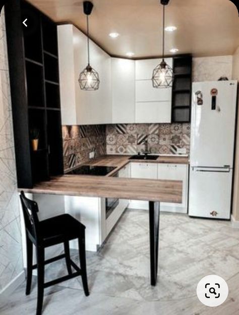 Small Kitchen Design Apartment, Tiny Kitchen Design, Small Modern Kitchens, Small Apartment Kitchen, Small Apartment Interior, Kabinet Dapur, Small Kitchen Decor, 아파트 인테리어, Kraf Diy