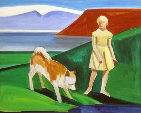 Louisa Matthíasdóttir Louisa Matthiasdottir, Girl With Dog, Icelandic Artists, Portland Museum Of Art, Street Gallery, American Painting, Dark Horse, City Art, National Museum