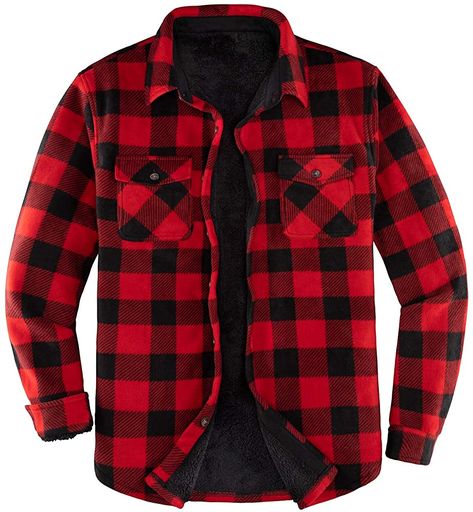 ThCreasa Mens Sherpa Fleece Lined Flannel Shirt Jacket Warm Button Down Plaid Shirt-Jac, Green, Small : Amazon.ca: Clothing, Shoes & Accessories Mens Flannel Jacket, Fleece Lined Flannel Shirt, Flannel Coat, Lined Flannel Shirt, Mens Fleece Jacket, Layering Jacket, Mens Sherpa, Men Jackets, Mens Flannel Shirt