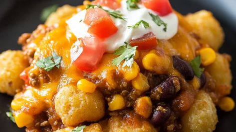 Taco Tater Tot Casserole, Mexican Tater Tot Casserole, Fried Ribs, Make Smores, Black Beans Corn, Recipes Authentic, Main Dish Casseroles, Meals To Cook, Tot Casserole