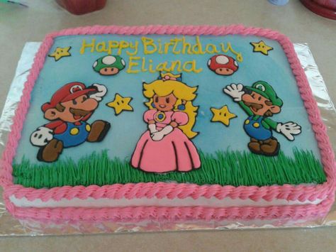 Mario And Princess Peach Cake, Princess Peach Cake, Peach Mario Bros, Princess Peach Party, Mario Birthday Cake, Mario Bros Cake, Twin Birthday Cakes, Super Mario Bros Birthday Party, Pig Birthday Cakes