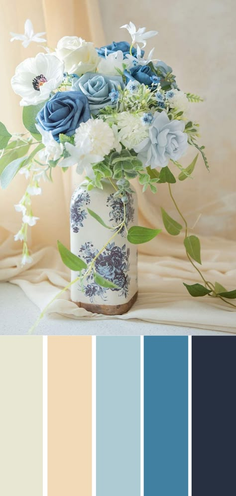 Blue White Cream Color Palette, Blue Cream Palette, Colors That Go With Baby Blue, Baby Blue Color Scheme, Cream And Blue Color Palette, Colors That Go With Light Blue, Cornflower Blue Color Palette, Blue Palette Colour Schemes, Ice Blue Color Palette