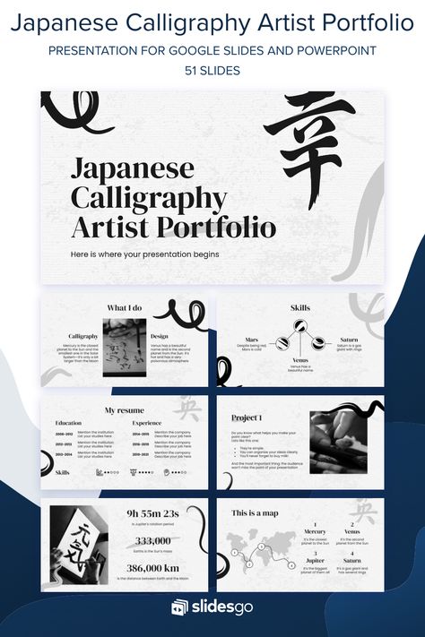 Japanese Portfolio Design, Japan Calligraphy, Architecture Drawing Sketchbooks, Presentation Deck, Calligraphy Artist, Portfolio Presentation, Powerpoint Design Templates, Power Point Template, Japanese Calligraphy