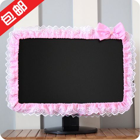 Fabric lace monitor screen TV computer cover cover calendar frame dust jacket Monitor Cover, Diy Tv Cover, Tv Cupboard Design, Computer Cover, Tv Covers, Bed Cover Design, Cheap Fabric, Diy Bag Designs, Flower Lights