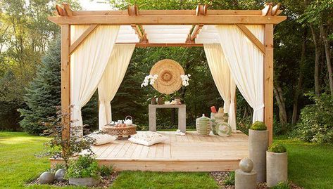 Outdoor Meditation Space, Pergola Cost, Outdoor Meditation, Platform Deck, Deck Framing, Floating Deck, Building A Pergola, Pergola Design, Yoga Space