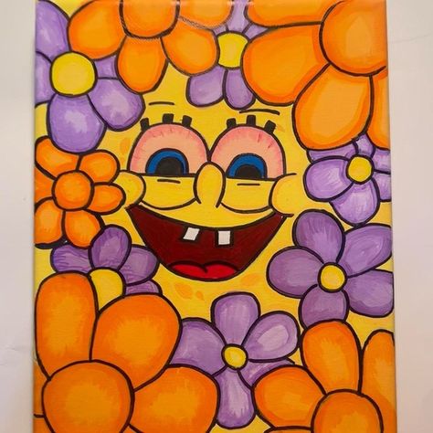 SpongeBob stoned in flowers 8x10 canvas  acrylic painting room decor 
Stoner Spongebob Flowers Painting, Spongebob High Painting, Spongebob Flowers, Painting My Room, Paint My Room, Painting Room Decor, Spongebob Painting, Canvas Acrylic Painting, Fabric Painting Techniques