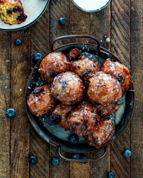 Blueberry Fritters - Jo Cooks Air Fryer Blueberry Fritters, Blueberry Old Fashion Donut, Blueberry Hush Puppies Recipe, Baked Blueberry Fritter Bites, Blueberry Greek Yogurt Fritters, Homemade Blueberry Donuts Recipe, Blueberry Fritter Bites, Blueberry Hushpuppies, Blueberry Cake Donut Recipe