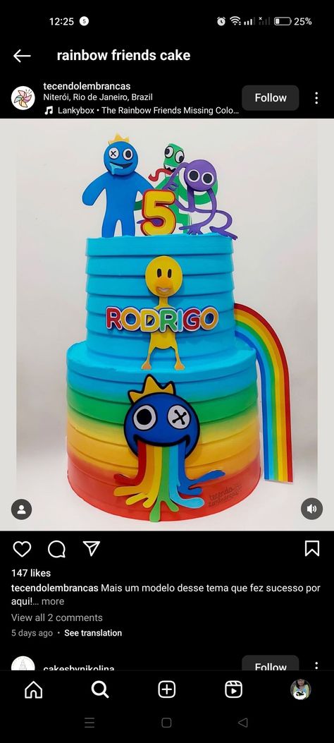 Rainbow Friends Birthday Party Theme, Rainbow Friends Cake Ideas, Pastel Rainbow Friends, Rainbow Friends Cake, Rainbow Friends Birthday Party, Friends Birthday Cake, Rainbow Friend, Rainbow Cakes, Friends Cake