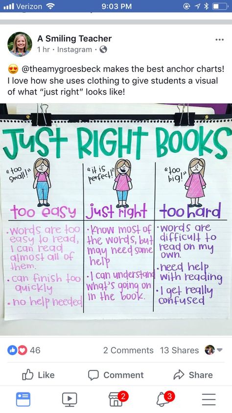 Just right books anchor chart Reading Anchor Chart, Just Right Books, Classroom Anchor Charts, Reading Anchor Charts, Third Grade Classroom, 4th Grade Reading, 3rd Grade Classroom, Teaching Ela, 3rd Grade Reading