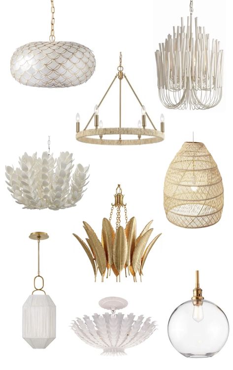 Modern Coastal Lighting Inspiration - McKenna Bleu Coastal Living Rooms Colorful, Glam Beach House, Modern Coastal Bathroom Lighting, Coastal Pendants, Modern Coastal Lighting, Coastal Outdoor Lighting, Luxury Beach House Interior, Coastal Glam Decor, Cape Remodel