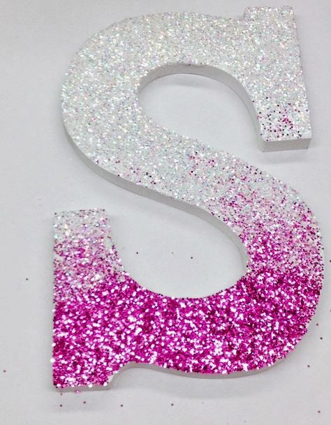 How To Make Glitter, The Letter S, Diy Letters, Glitter Crafts, Glitter Diy, Letter A Crafts, Decorative Letters, Letter S, Girls Room Decor