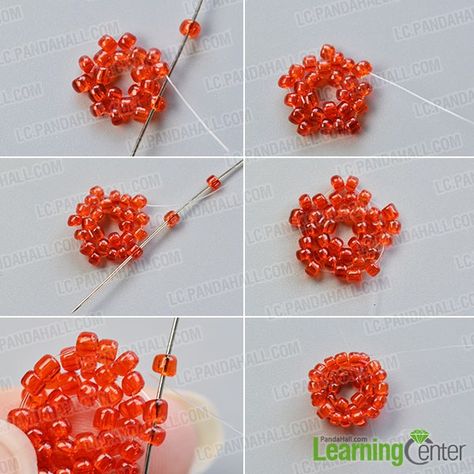 Detailed Pandahall Tutorial on How to Make Red Seed Bead Stitch Strawberry Phone Hanging Ornaments- Pandahall.com Beaded Berry Tutorial, Seed Bead Strawberry, Bead Strawberry, Seed Bead Bracelets Diy, Beaded Fruit, Bead Loom Kits, Seed Bead Art, Phone Hanging, How To Make Red