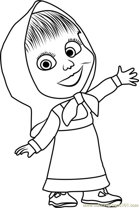 Masha Coloring Page for Kids - Free Masha and the Bear Printable Coloring Pages Online for Kids - ColoringPages101.com Masha And The Bear Coloring Pages, Masha And The Bear Printable, Marsha And The Bear, Bear Printable, Tema Disney, Bear Drawing, Bear Coloring Pages, Masha And The Bear, Cartoon Coloring Pages