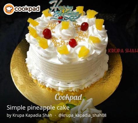 Simple pineapple cake Simple Pineapple Cake, Pineapple Cake Design, Pineapple Cake Decoration, Pineapple Sugar, Pineapple Cake Recipe, Pineapple Slices, Canned Pineapple, Pineapple Cake, Healthy Homemade Recipes