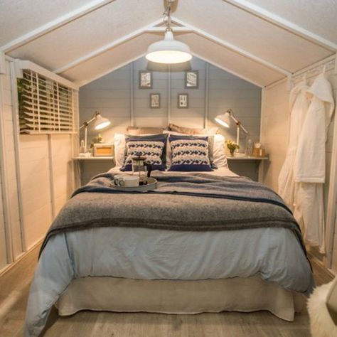 A dreamy reading snug has been named this year’s Grand Shed Project Shed Bedroom Ideas, Guest House Shed, Shed Guest House, Tiny Guest House, Summer House Interiors, Shed Garden, Shed Interior, Summer House Garden, House Shed