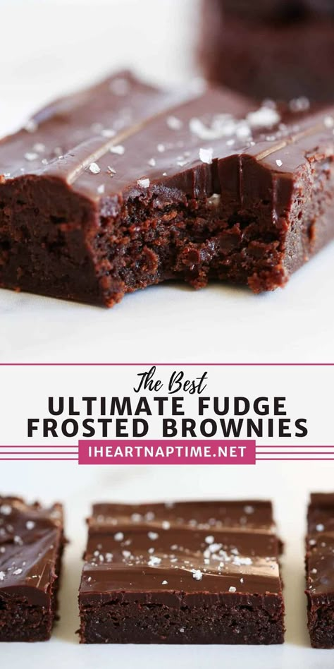 Fudge Frosted Brownies, Ganache Frosting For Brownies, Fudge Topping For Brownies, Frosted No Bake Brownies, Fudge Topped Brownies, Chocolate Ganache Brownies Recipe, Chocolate Topping For Brownies, Brownie Fudge Frosting, Ganache For Brownies