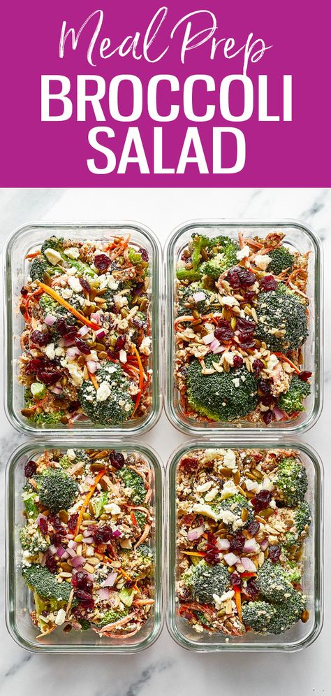 Broccoli Salad {High Protein + Meal Prep} Salad High Protein, Salads For Kids, Healthy Broccoli Salad, Protein Meal Prep, Broccoli Salad Bacon, High Protein Meal, High Protein Meal Prep, Creamy Dressing, Salad Meal Prep