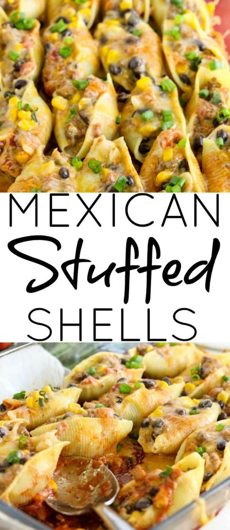 Stuffed Shells Beef, Recipe Ricotta, Mexican Stuffed Shells, Shells Stuffed, Chicken Stuffed Shells, Stuffed Shells Ricotta, Shells Recipe, Spiced Beef, Stuffed Shells Recipe