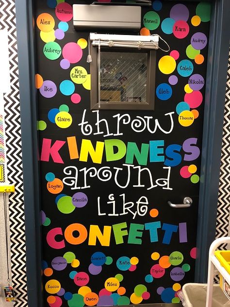 Classroom Door Decorations Welcome Back To School, Fun Classroom Door Ideas, Unique Classroom Themes Preschool, Kindness Bulletin Board Elementary, Kindness Door Decorations, Kindness Door Decorations Classroom, Kindness Classroom Door, New Years Door Decorations Classroom, New Years Classroom Door