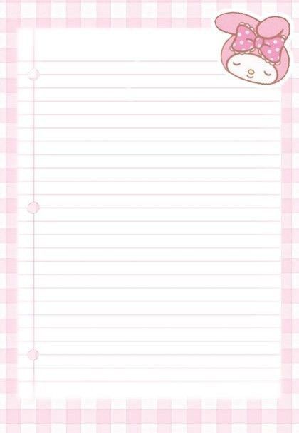 Kawaii Lined Paper, Hello Kitty Printable, Kawaii Paper, Hello Kitty School, Memo Pad Design, Printable Stationary, Hello Kitty Printables, Writing Paper Printable Stationery, Notebook Templates