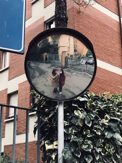 Street Mirror, Japan Green, Mirror Aesthetic, Aesthetic Friends, Fashion Italy, Circular Mirror, Convex Mirror, Iphone Wallpaper Tumblr Aesthetic, Green Fashion