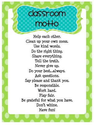 Funky First Grade Fun: Classroom Rules and Motto Freebie Classroom Motto, Class Motto, Bilingual Classroom, Class Rules, Gratitude Challenge, School Rules, Beginning Of Year, Classroom Behavior, Classroom Rules