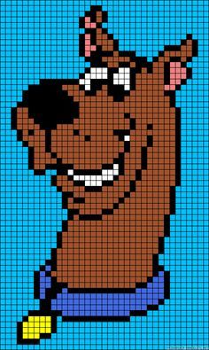 Scooby Doo: use this as a pattern to make a mini cupcake image for birthday party. Scooby Doo C2c Pattern, Scooby Doo Crochet Blanket Free Pattern, Scooby Doo Plastic Canvas Patterns, Scooby Doo Crochet Pattern, Scooby Doo Alpha Patterns, Scooby Doo Perler Beads, Cartoon Pixel Art Grid, Graphgan Patterns Free Charts, C2c Graphgan Charts Free Easy