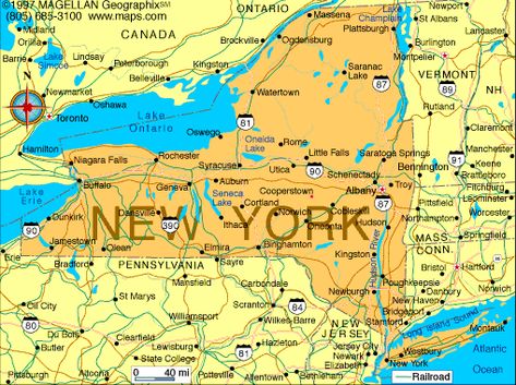 Map of New York-Capital: Albany; became a state: July 26,1788; motto: Excelsior (Ever upward); flower: Rose; tree: Sugar maple; bird: bluebird; nickname: Empire State; origin of meaning: In honor of the Duke of York; points of interest: Adirondack Mountains, Niagara Falls, Manhattan; Rockefeller Center; Radio City Music Hall; Broadway Ny Map, Us Geography, Nyc Map, New York Map, New York City Map, New Paltz, Andrew Cuomo, County Map, Adirondack Mountains