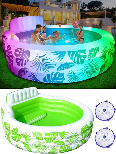 Family Inflatable Pool, Lounge Pool, Floating Pool Lights, Blow Up Pool, Family Lounge, Pool Outdoor, Pool Lights, Play Pool, Kiddie Pool