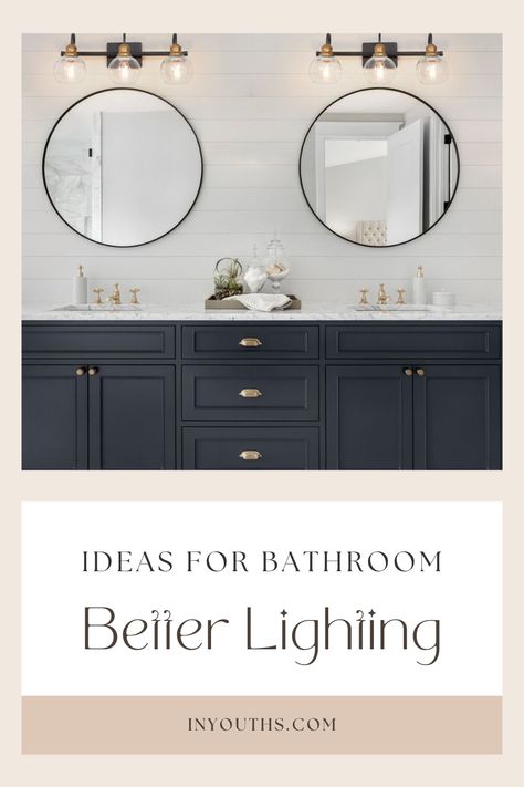 bathroom lighting | led mirrors Vanity Light Above Round Mirror, Bathroom Round Mirror Lighting, Round Bathroom Mirror Lighting, Lights Above Mirror, Small Bathroom Lighting Over Mirror, Small Bathroom Lighting, Double Vanity Lighting, Bathroom Lighting Over Mirror, Vanity Lighting Over Mirror