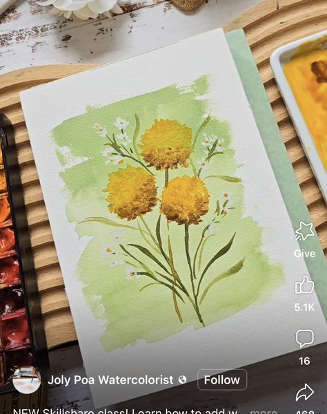 Flower To Paint, Watercolor Challenge, World Watercolor, Simple Wreath, Challenge Instagram, White Gouache, Learn Watercolor Painting, Watercolor Art Journal, Learn Watercolor