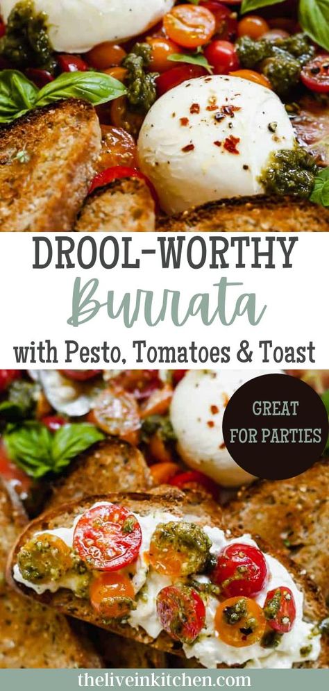 Pesto Burrata Toast, Burrata Avocado Toast, Burrata Toast Ideas, Burrata On Toast, Burrata With Pesto, Buratta Cheese Appetizer, Burrata Pesto Appetizer, Recipes Using Burrata Cheese, Burrata Ideas